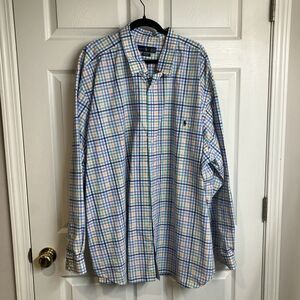 Polo Ralph Lauren Check Long Sleeve Button Down Shirt White Blue Size 4XB